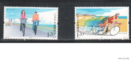Китай-2011(Мих.4273-4274) , ** , Спорт, Велоспорт , Велосипеды(полная серия)