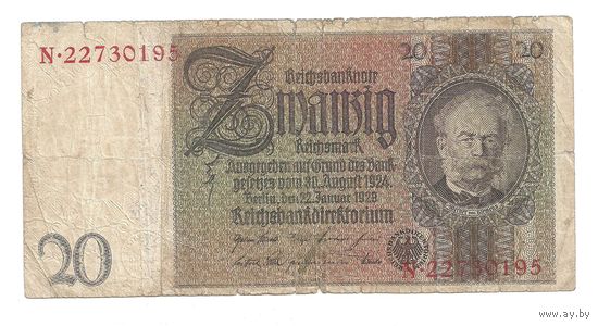 Германия 20 рейхсмарок 1929 г.