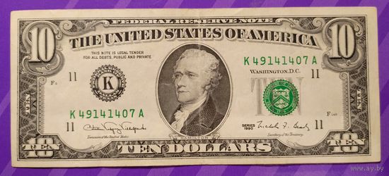 10 долларов 1990  США