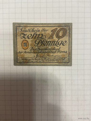 10 пфенингов (нотгельды) г. Германия.-1412