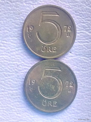 Швеция 5 эре 1972 г.