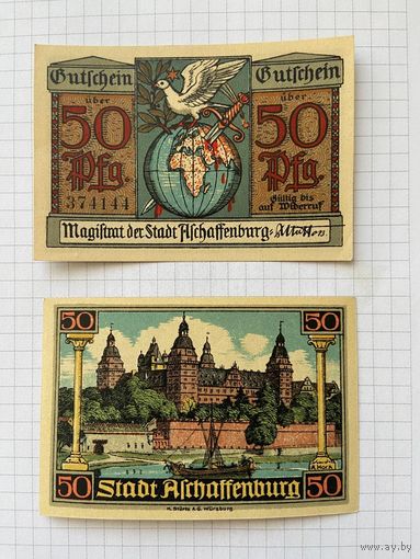 Нотгельд 50 пфеннигов Германия Ашшафенбург-0101