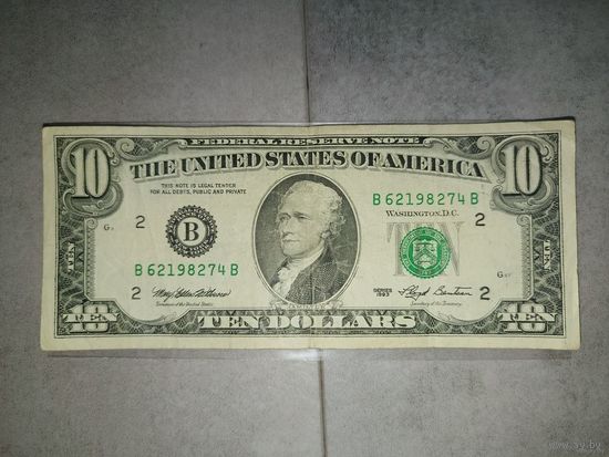 10 долларов США. 1993г