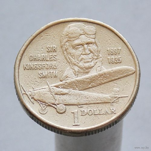 Австралия 1 доллар 1997 100 лет со дня рождения Чарльза Кингсфорда Смита /портрет Чарльза и самолёт/