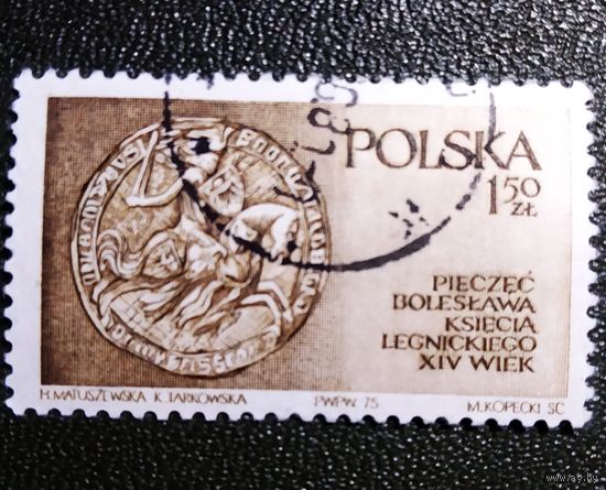 Марка Польша 1975 год Печать династии Пястов