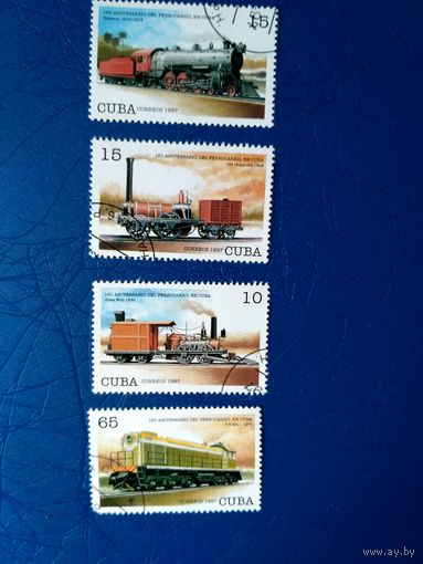 Куба. Локомотивы. Юбилей. 4 марки из серии. 1997 (2)