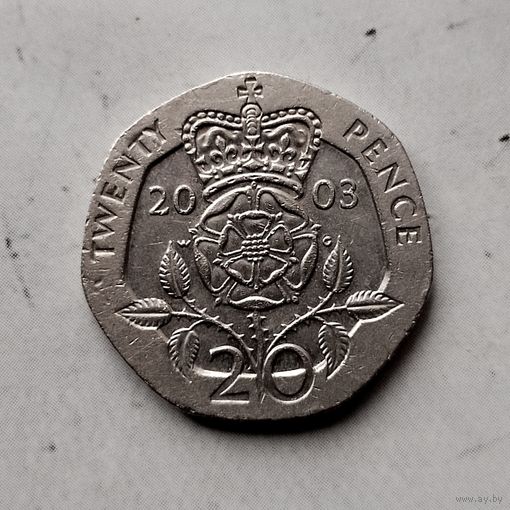 20 пенсов 2003 года Великобритания. Королева Елизавета 2.