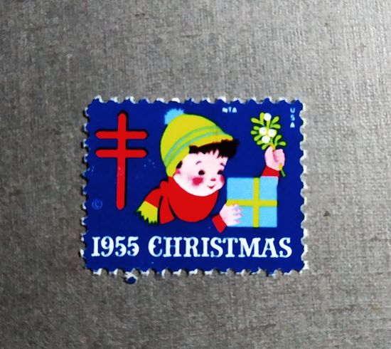 Непочтовая марка США 1955 год Рождество