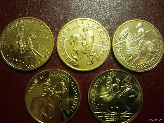 Польша. Набор "История польской кавалерии". 5 монет. UNC