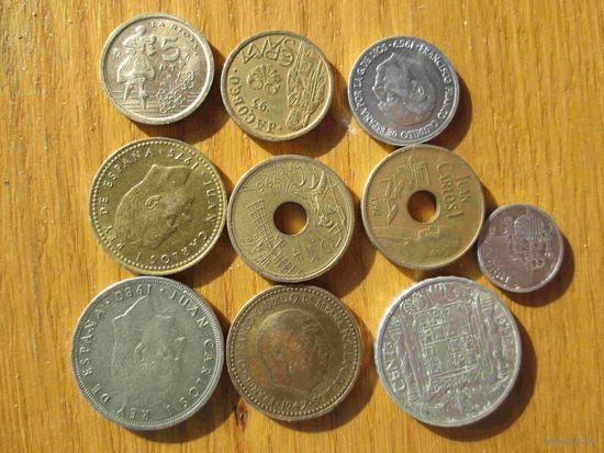 10 разных монет Испании лот 1