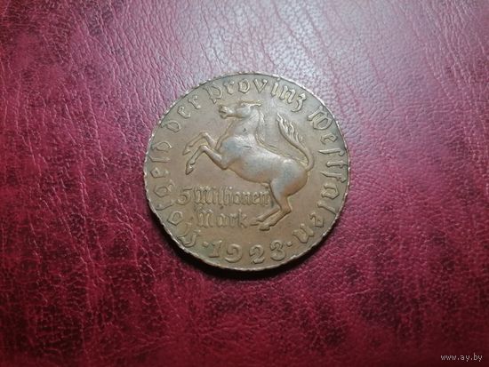 5 миллионов марок 1923 года Германия - Вестфалия (Нотгельд) 44мм