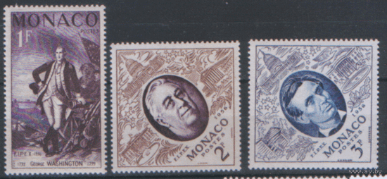 МОН*. М. 527/29. 1956. Американские президенты. Дж. Вашингтон, Ф. Рузвельт, А. Линкольн. чиСт.