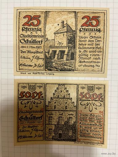 Нотгельд 25-50-75-100 пфеннигов Германия Шутторф-0301