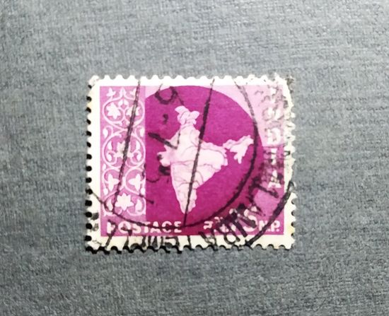 Марка Индия 1957 год Карта