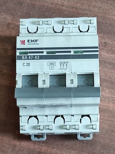 Автомат 4.5кА ВА47-29 3Р 20А С, EKF