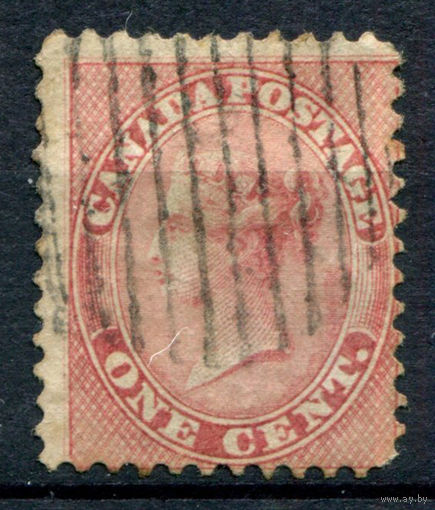 Британские колонии - Канада - 1859/64г. - королева Виктория, 1 с - 1 марка - гашёная [Mi 10]. #3-WB-74-A-1