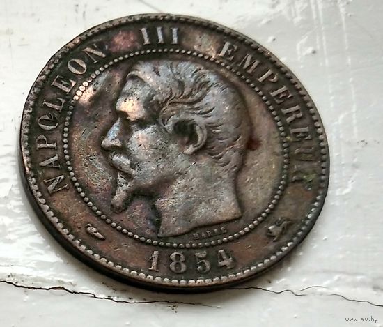 Франция 10 сантимов, 1854 D - Лион 2-4-17