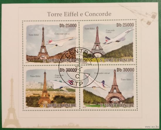 Сан Томе и Принсипи 2010. Самолет Конкорд над Эйфелевой башней