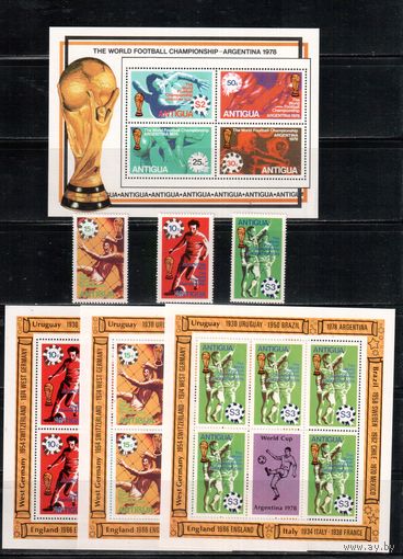 Антигуа-1978,(Мих.573-575,Бл37) **  , Спорт, ЧМ-1978 по  Футболу, + м/л (полная серия)