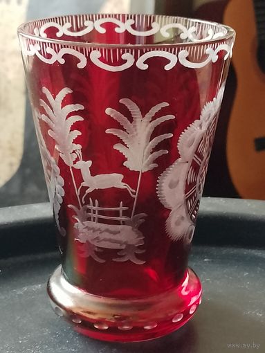Бокал стакан кружка для вина Moser Bohemia Egermann штихель гравировкв