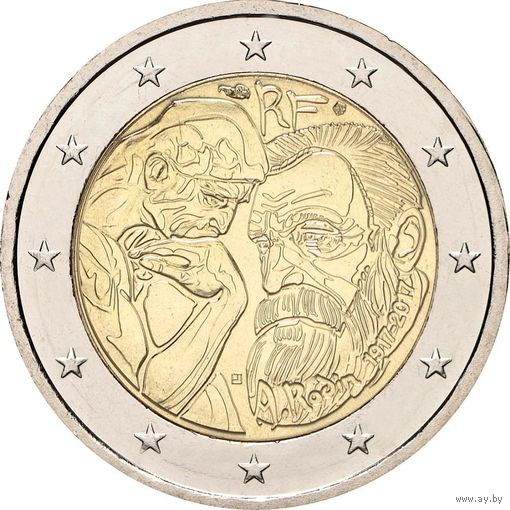 2 евро 2017 Франция Роден UNC из ролла