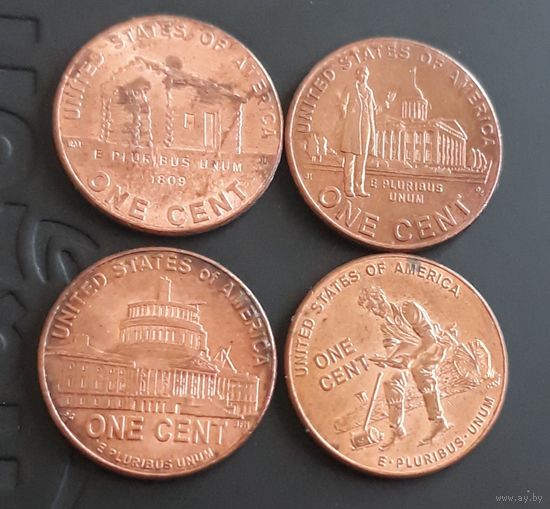 1 цент 2009 Д США  жизнь Линкольна (4 шт.)
