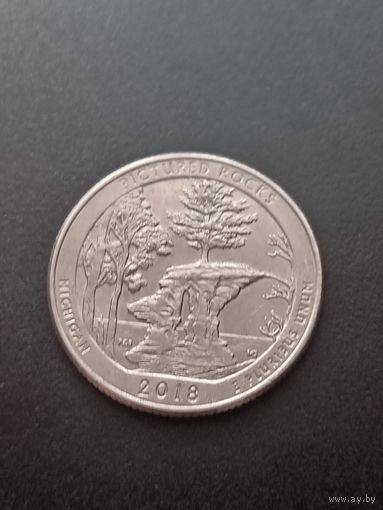 США 25 центов  2018 г. D - Национальные озёрные побережья живописных камней