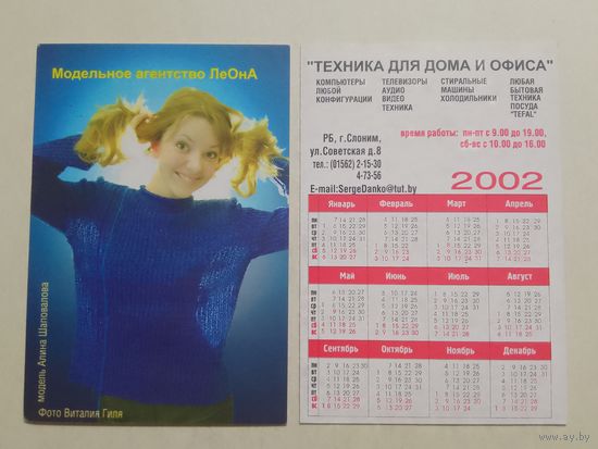Карманный календарик. Техника для дома и офиса. 2002 год