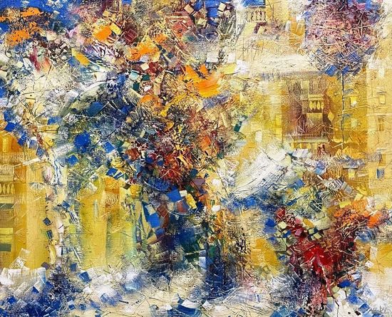 Шепелевич В.А. "Снег в городе", 2007г. Холст, масло. Размер 80х65 см.