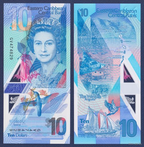 Восточные Карибы, 10 долларов 2019 г., P-W57 (полимер, номинация IBNS 2019), UNC