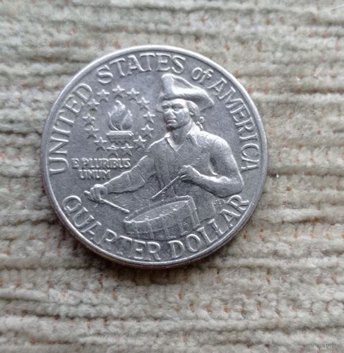 Werty71 США 1 квотер 25 центов 1976 1776 D 200 лет независимости Барабанщик