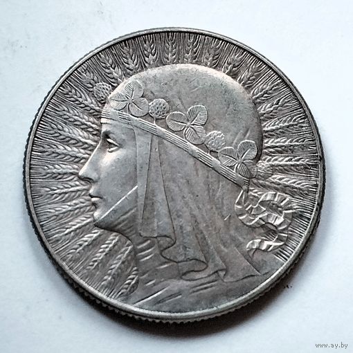 5 злотых, 1934 год. Ядвига с клеймом под лапой. AU.