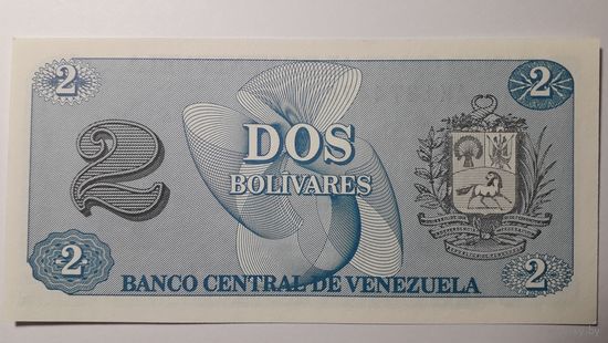 Венесуэла, 2 боливара 1989 г. Серия AK. UNC.