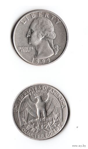 США 25 центов Квотер 1993 (P) года