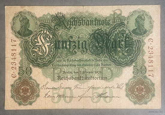 Банкнота 50 марок 1910 год. Германская империя.