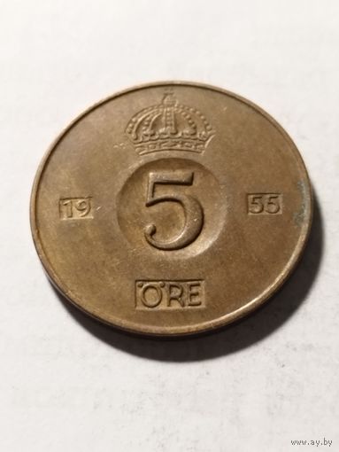 Швеция 5 оре 1955