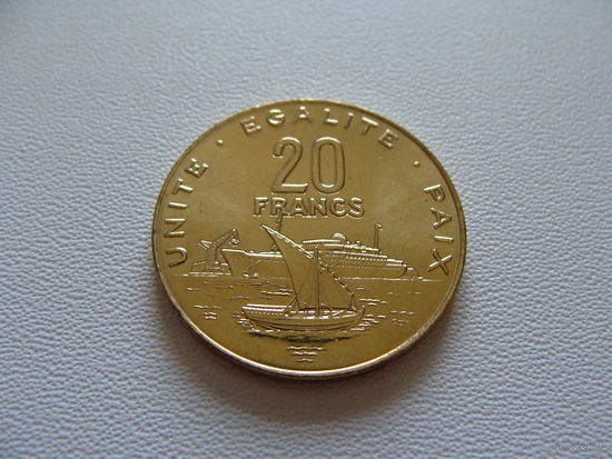 Джибути. 20 франков 2007 год КМ#24 "Корабль"Порт"