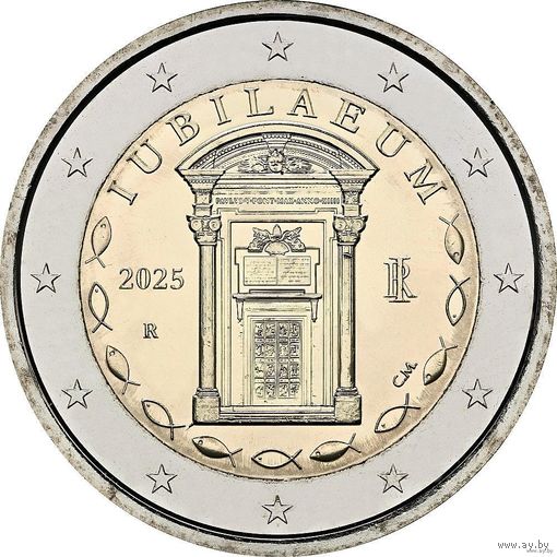 2 евро 2025 Италия Юбилейный год UNC из ролла