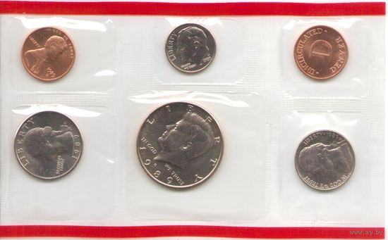 Годовой набор монет США 1989 г. двор D (1; 5; 10; 25; 50 центов + жетон) _UNC