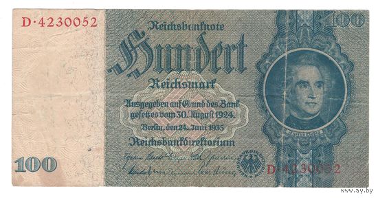 Германия 100 марок 1935 года. Водяной знак - узор. Нечастая!
