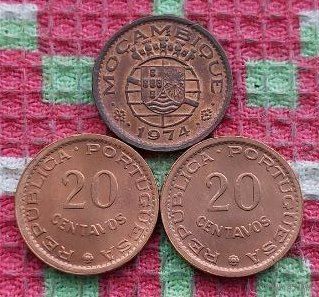 Португалия. Колония Мозамбик 20 сентаво 1973-1974 года, UNC. Португалия.