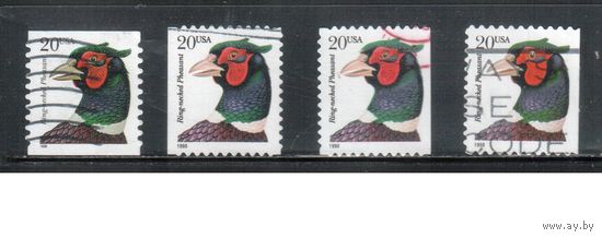 США-1998 (Мих.2995 ВС+BD+ВН) , гаш., Стандарт, Фауна, Птицы (одиночка), 4 зубцовки(2)