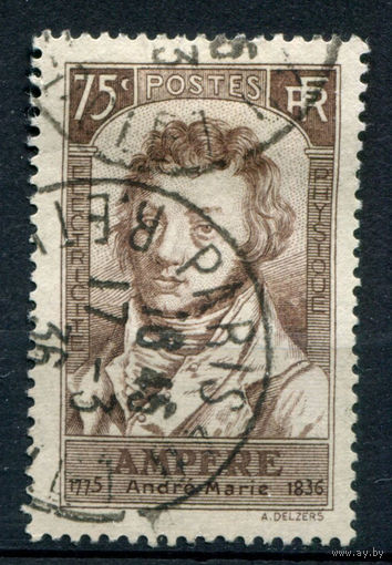 Франция - 1936г. - Андре-Мари Ампер, печать Париж - 1 марка - полная серия, гашёная [Mi 313]. #2-Fr-35-A-2