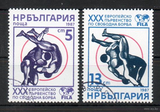 Европейское первенство по вольной борьбе Болгария 1987 год серия из 2-х марок