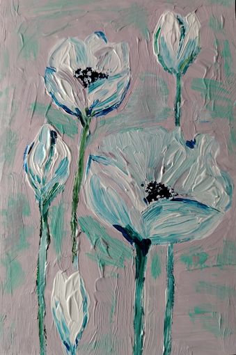 Миниатюра "Белые цветы" , 10*15, акрил
