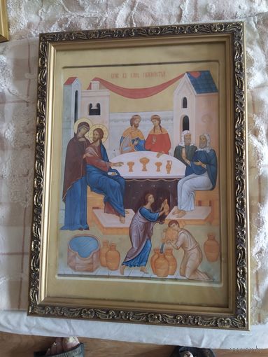 Икона брак в Канах Голлилийских огромная редкая икона 42/36