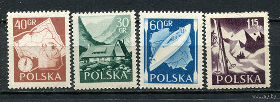 Польша - 1956 - Туризм - (отпечаток пальца на клее у ном. 1,15) - [Mi. 966-969] - полная серия - 4 марки. MNH.  (Лот 93Gk)-T2P51