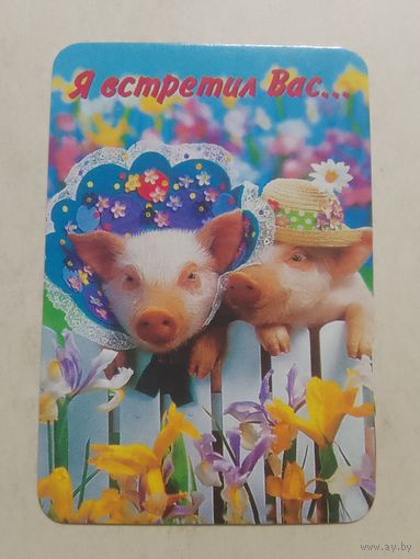 Карманный календарик. Свинки. 2002 год