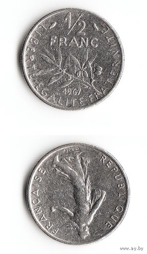 1/2 франка Франция 1967 год