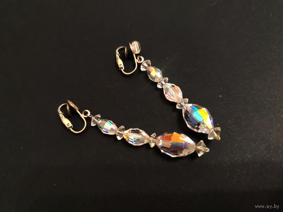 Сережки клипсы винтаж Аврора Бореалис